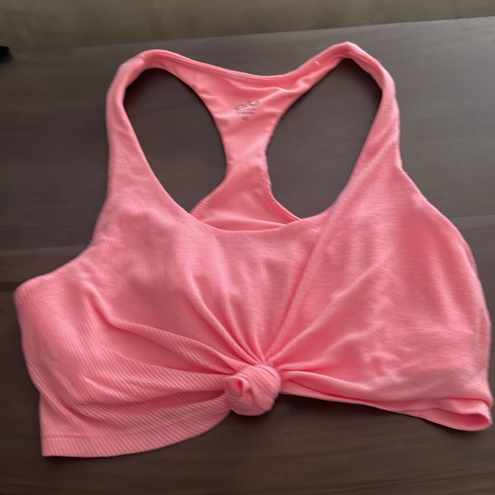 ALO Yoga ribbed crop in neon pink XS